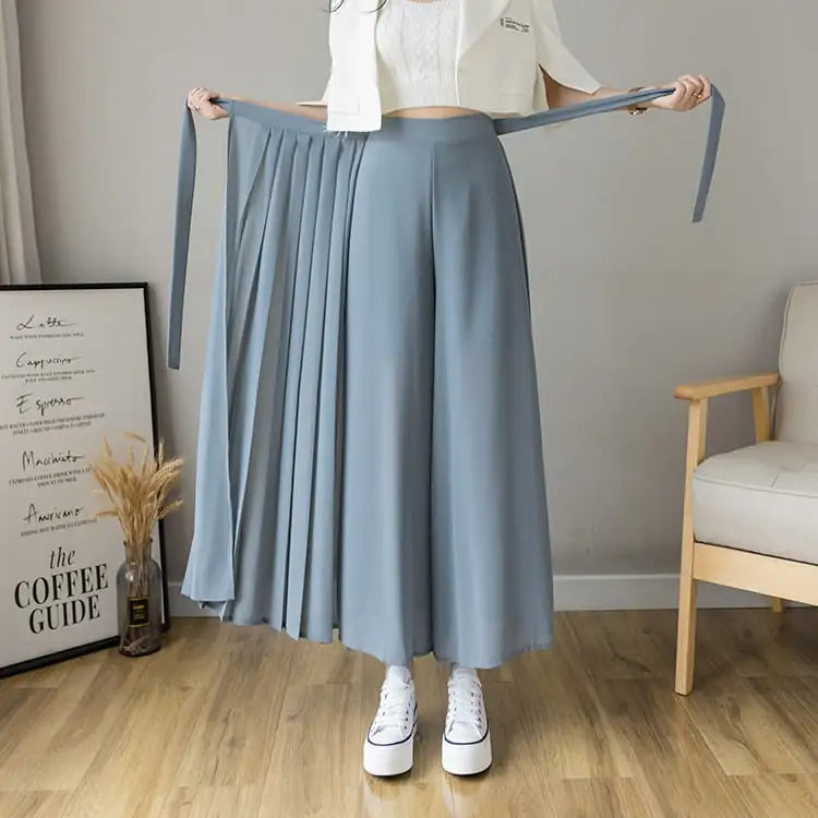 Plus Size Women's Chiffon Pleated Casual Pant Skirt
